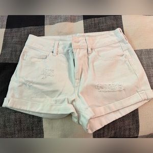 High waist white jean shorts